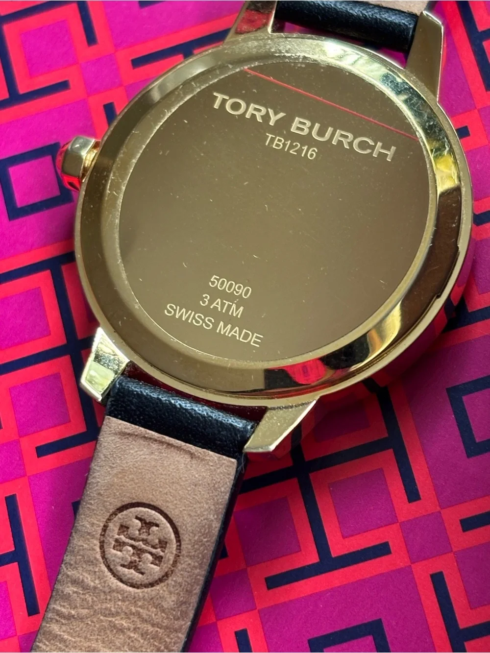Tory Burch Black and Gold Double-Wrap Leather Watch